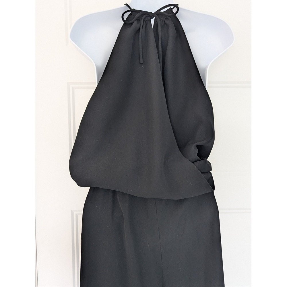 Cassis Womens Black Halter Neck Wide Leg Jumpsuit Size 6 Open Back Tie Pockets - Picture 13 of 14